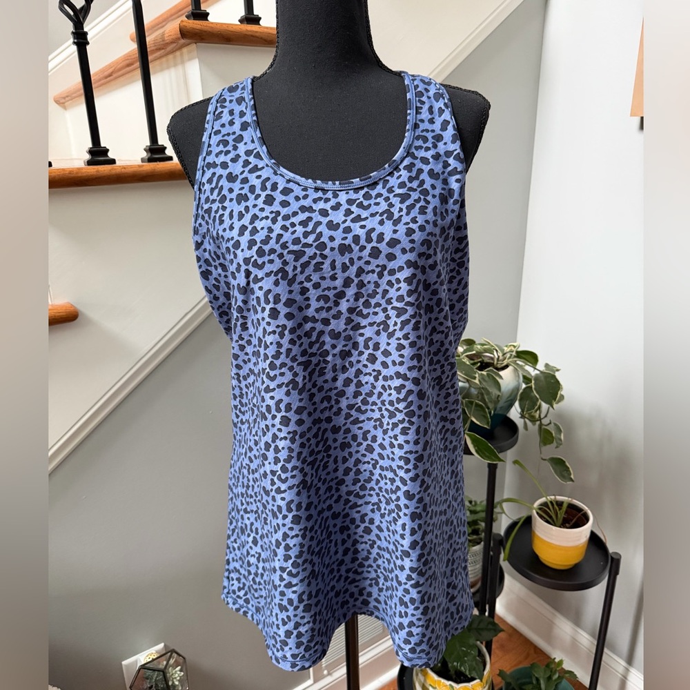 Leopard Print Blue Workout Tank Top